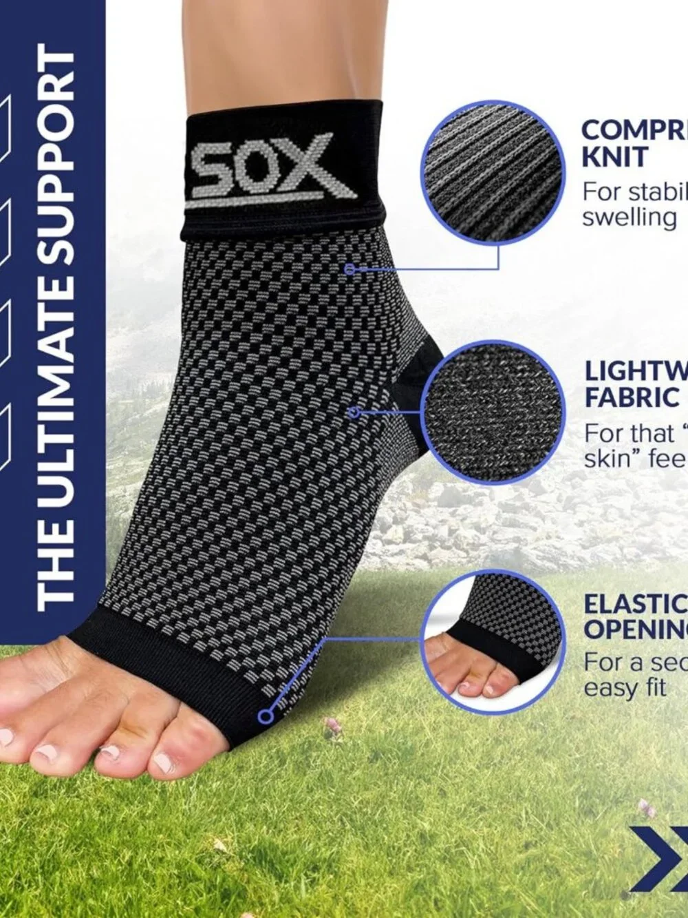 3x - SB Sox Plantar Fasciitis Compression socks for Men & Women Arch Support